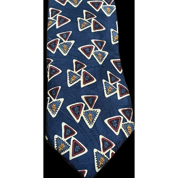 Abercrombie & Fitch / Blue Necktie / Geometric Print / Hand Sewn / Silk - Picture 2 of 5
